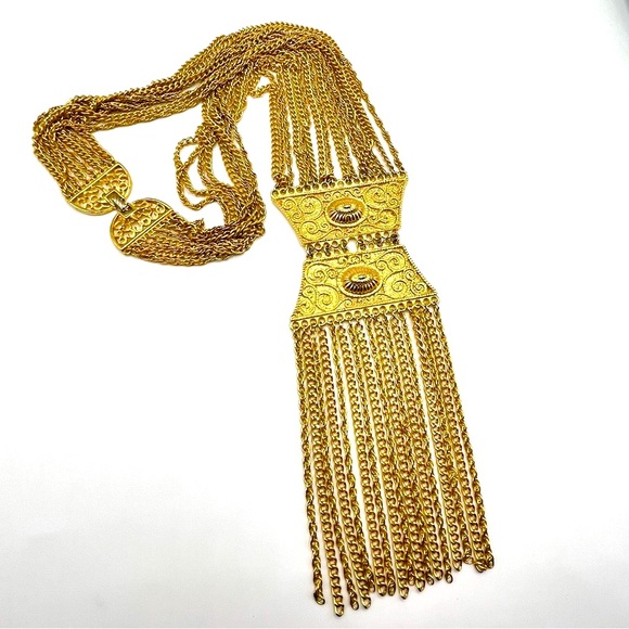 Vintage Goldette Egyptian Revival Pendant Necklace - Picture 1 of 9